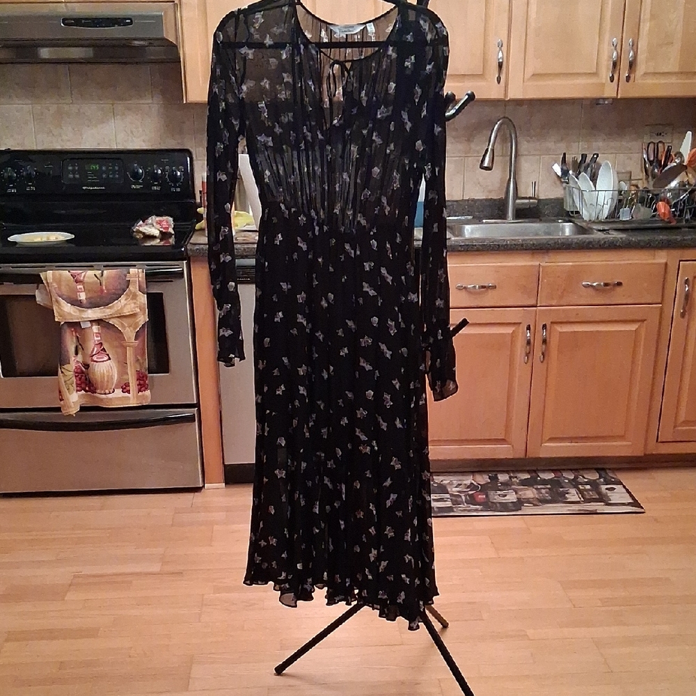 & Other Stories Sheer Black Dress with Floral Pattern - Picture 1 of 12